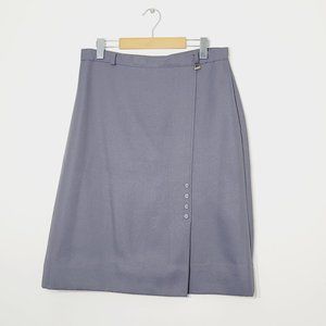 Tamco Vintage Gray A-Line Skirt Zippered Back Button Detail Knee Length Business